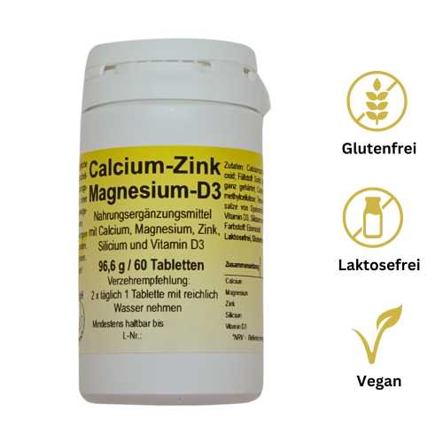 Calcium-Zink-Magnesium-D3-Tabletten - 60 vegane Tabletten